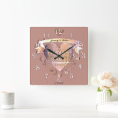 1年目の記結婚念紙金ゴールドハート スクエア壁時計 (ホーム)