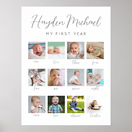 1年目の誕生日写真のサイン ポスター (正面)