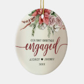 1年目の赤い婚約したポインセチアフローラクリスマス セラミックオーナメント (右)