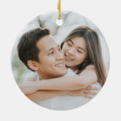 1年目の赤い婚約したポインセチアフローラクリスマス セラミックオーナメント (裏面)