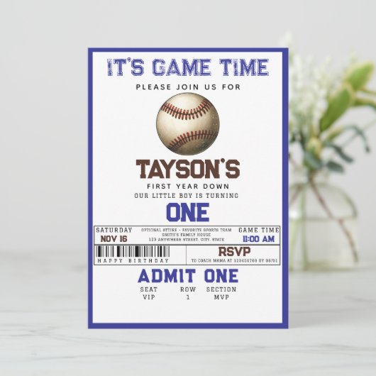 1年目を終えた野球の誕生日 招待状 (スタンド正面)