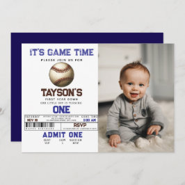 1年目を終えた野球第1期の誕生日の写真 招待状