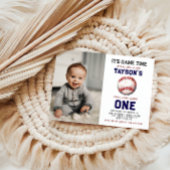 1年目を終えた野球第1期の誕生日の写真 招待状