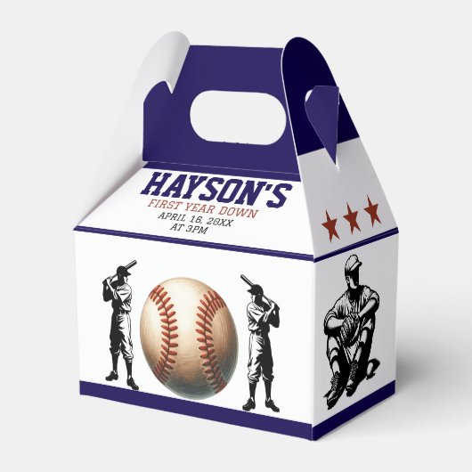 1年目を終える野球1回目の誕生日パーティー フェイバーボックス (裏面サイド)