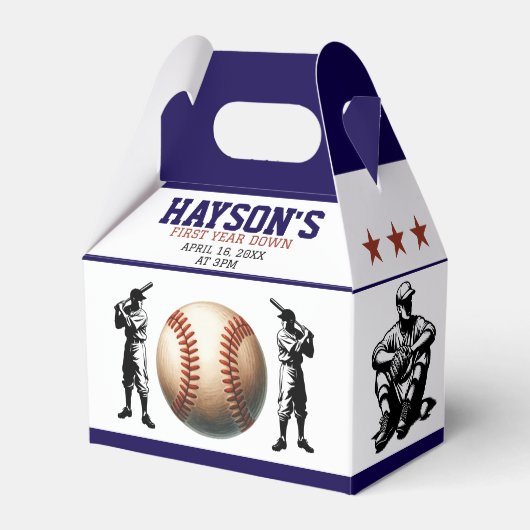 1年目を終える野球1回目の誕生日パーティー フェイバーボックス (正面サイド)