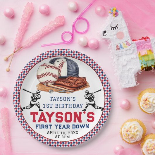 1年目を終える野球1回目の誕生日パーティー ペーパープレート (パーティー)