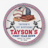 1年目を終える野球1回目の誕生日パーティー ペーパープレート (正面)