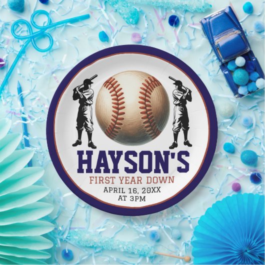1年目を終える野球1回目の誕生日パーティー ペーパープレート (パーティー)
