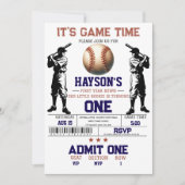 1年目を終える野球1回目の誕生日パーティー 招待状 (正面)