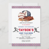 1年目を終える野球1回目の誕生日パーティー 招待状 (正面)