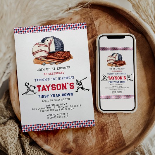 1年目を終える野球1回目の誕生日パーティー 招待状