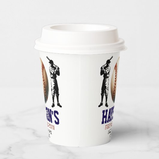 1年目を終える野球1回目の誕生日パーティー 紙コップ (右)