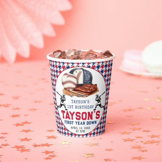 1年目を終える野球1回目の誕生日パーティー 紙コップ (インサイチュ)
