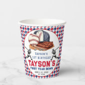 1年目を終える野球1回目の誕生日パーティー 紙コップ (正面)