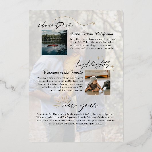 1年目を迎える家族の写真1年目を思い出いっぱいの 箔シーズンカード (裏面)