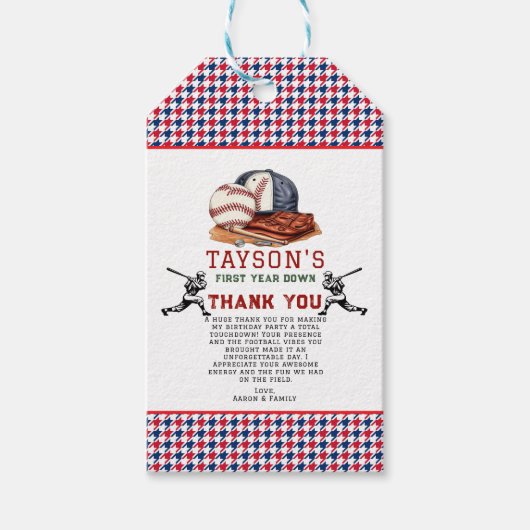 1年目を迎える野球・1年目の誕生日 ギフトタグ (正面)