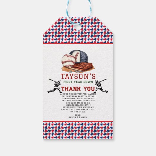 1年目を迎える野球・1年目の誕生日 ギフトタグ (裏面)