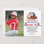 1年目を迎える野球・1年目の誕生日 サンキューカード (正面)