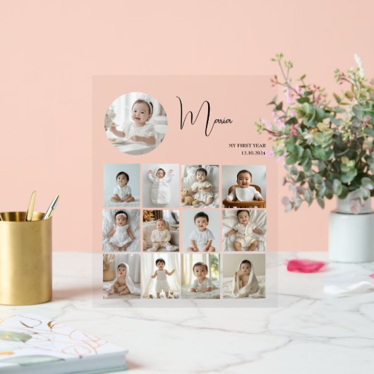 1年目エレガントのコラージュのカスタム写真 アクリルサイン (ウェディング)