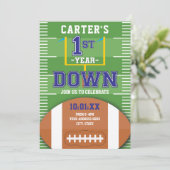 1年目ダウンサッカーテーマボーイズ最初の誕生日 招待状 (スタンド正面)