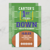 1年目ダウンサッカーテーマボーイズ最初の誕生日 招待状 (正面/裏面)