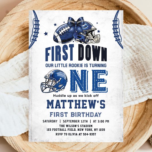 1年目ダウンサッカーファースト誕生日招待状 招待状