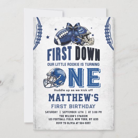 1年目ダウンサッカーファースト誕生日招待状 招待状 (正面)