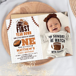 1年目突破！フットボール1歳誕生日写真 招待状
