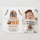 1年目突破！フットボール1歳誕生日写真 招待状 (正面)