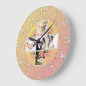 1年目結婚の記念写真5枚イエローラウンド ラージ壁時計 (傾斜)