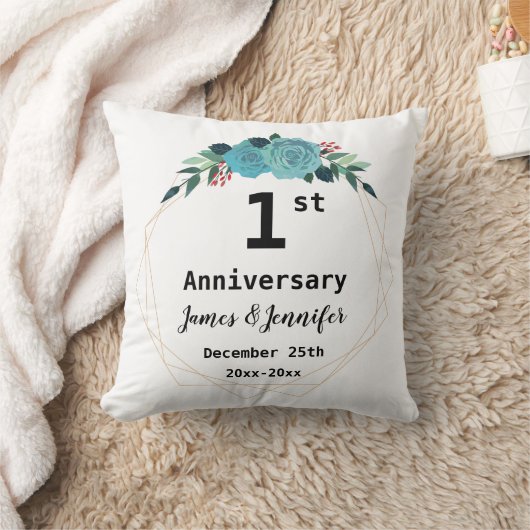 1年結婚記念名前をカスタムする クッション (ブランケット)