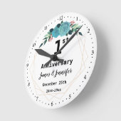 1年結婚記念名前をカスタムする ラウンド壁時計 (傾斜)