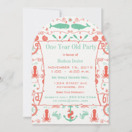 1年航海の前誕生日コーラルミント 招待状