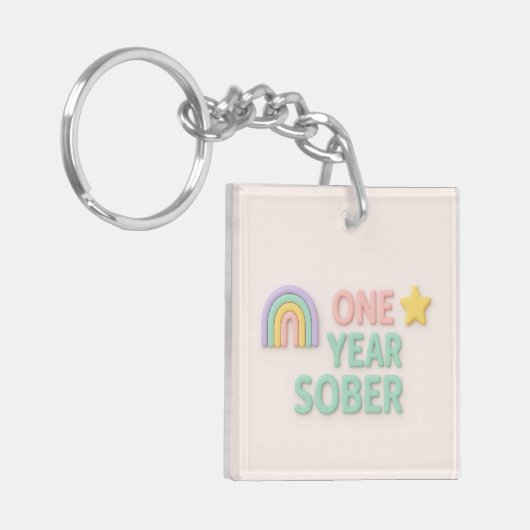 1年間のしらふのギフトLGBTパーソナライズされたオウム キーホルダー (正面左)