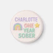 1年間のしらふのギフトLGBTパーソナライズされたオウム マグネット (正面)