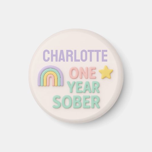 1年間のしらふのギフトLGBTパーソナライズされたオウム マグネット (正面)