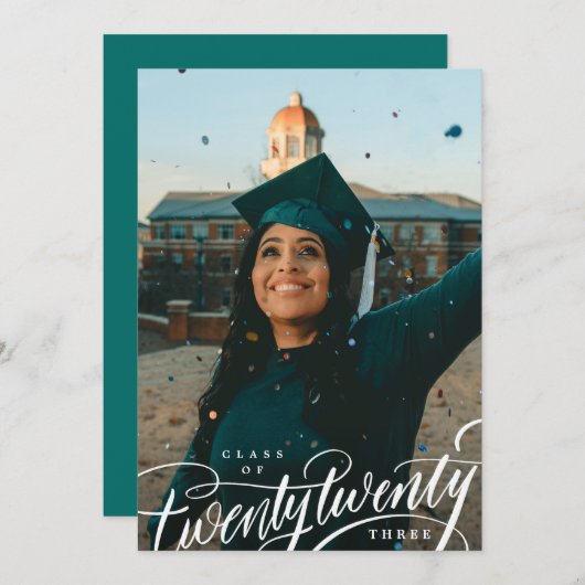 1年間のクラスの卒業発表 招待状 (正面/裏面)