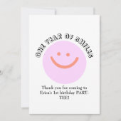 1年間のスマイル誕生日乳児追加詳細 サンキューカード (正面)