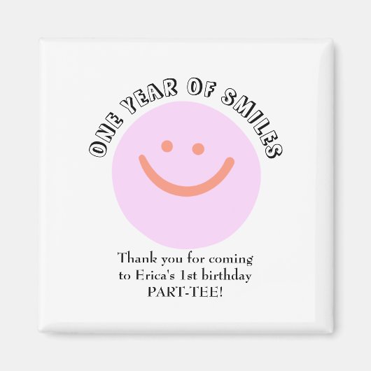 1年間のスマイル誕生日乳児追加詳細 マグネット (正面)