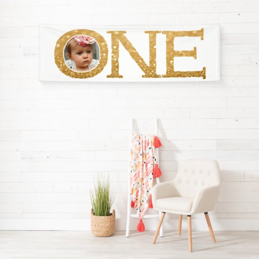 1年間の写真1歳の誕生日パーティー 横断幕 (インサイチュ)