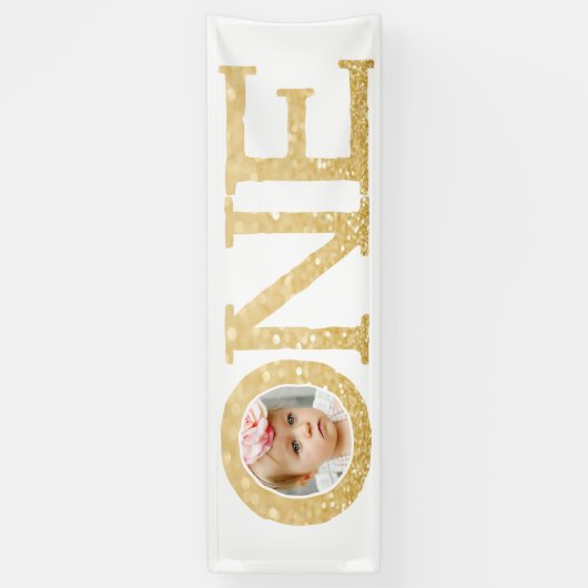 1年間の写真1歳の誕生日パーティー 横断幕 (縦)