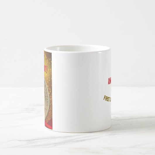 1年間の名前をカスタムするオウムコイングリッター コーヒーマグカップ (中央)