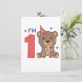 1年間の子供のための最初の誕生日のためのクマ シーズンカード (スタンド正面)