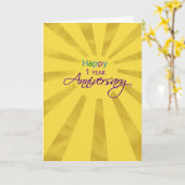 1年間の従業員の記念日 カード (黄色い花)