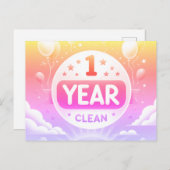 1年間の清潔な汚れたハガキのネオンブライトピンク ポストカード (正面/裏面)