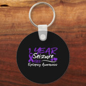 1年間の発作フリーてんかん認識度月純粋金 キーホルダー (正面)