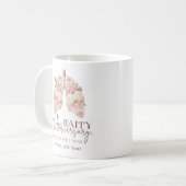 1年間の禁煙引用文(ピンク色のフローラ肺) コーヒーマグカップ (正面左)