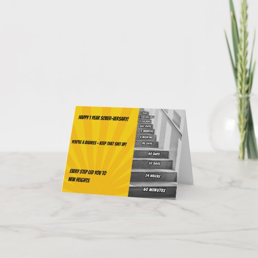 1年間の禁酒おめでとう・記念カード サンキューカード (正面)