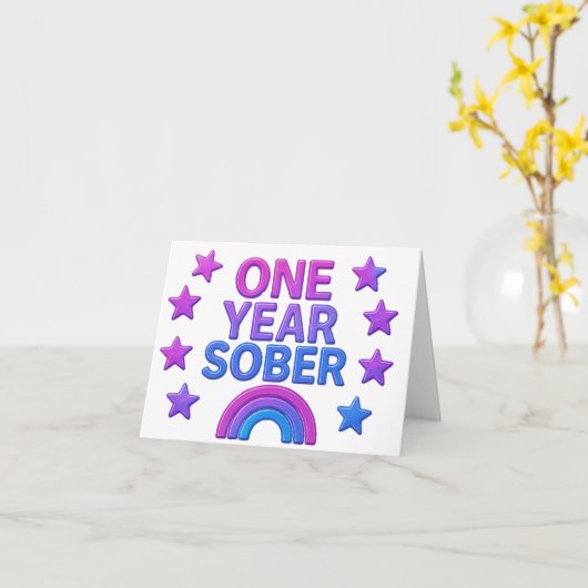 1年間の禁酒 お誕生日おめでとう AA NA カード (黄色い花)