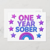1年間の禁酒 お誕生日おめでとう AA NA ポストカード (正面/裏面)